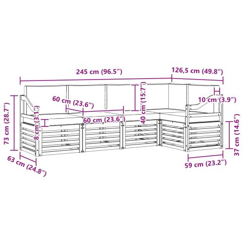 Комплект секционен диван 5 pcs Естествено и светло сиво
