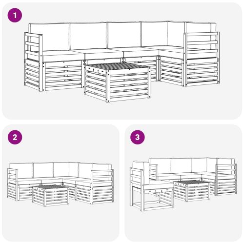 Комплекти дивани 6 pcs Натурален и Крема Солидно акациево дърво