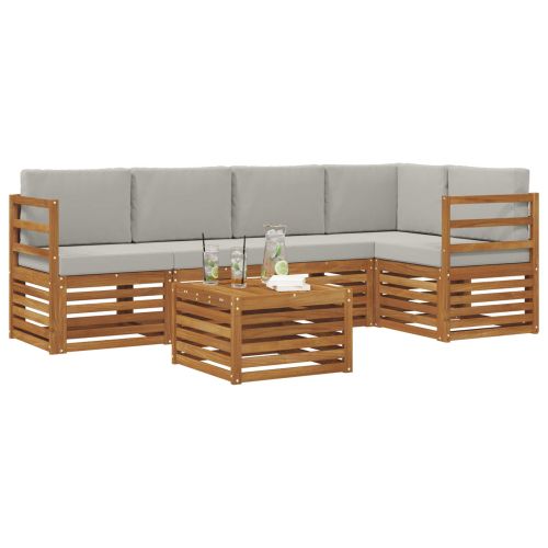 Комплект секционен диван 6 pcs Естествено и светло сиво