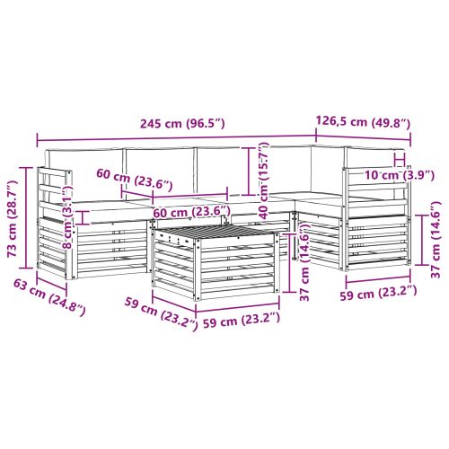 Комплект секционен диван 6 pcs Естествено и светло сиво