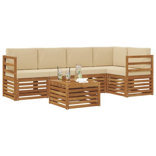 Комплект секционен диван с възглавница 6 pcs Натурален и Бежов