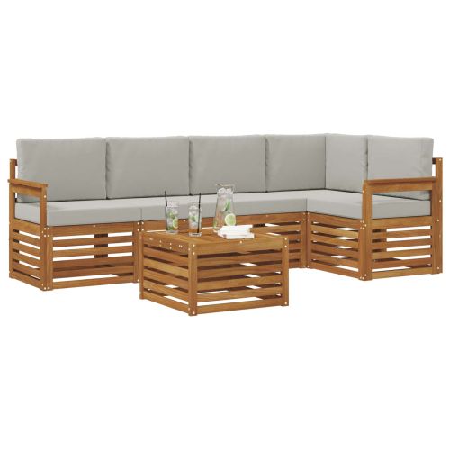 Комплект секционен диван 6 pcs Естествено и светло сиво