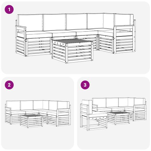 Комплект секционен диван 6 pcs Естествено и светло сиво