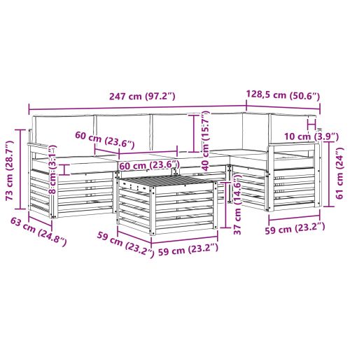 Комплект секционен диван 6 pcs Натурален и Антрацит