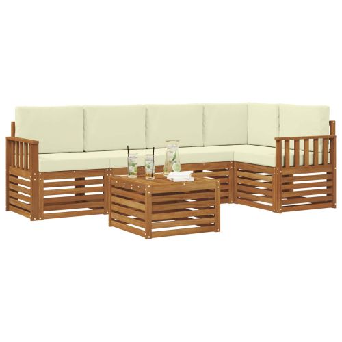 Комплекти дивани 6 pcs Натурален и Крема Солидно акациево дърво