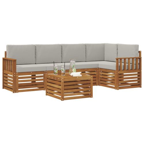 Комплект секционен диван 6 pcs Естествено и светло сиво