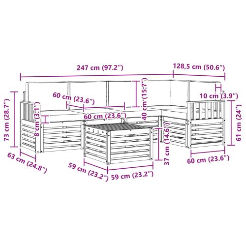 Комплект секционен диван 6 pcs Натурален и Антрацит