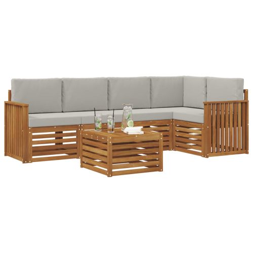 Комплект секционен диван 6 pcs Естествено и светло сиво