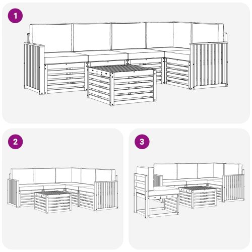 Комплект секционен диван 6 pcs Естествено и светло сиво