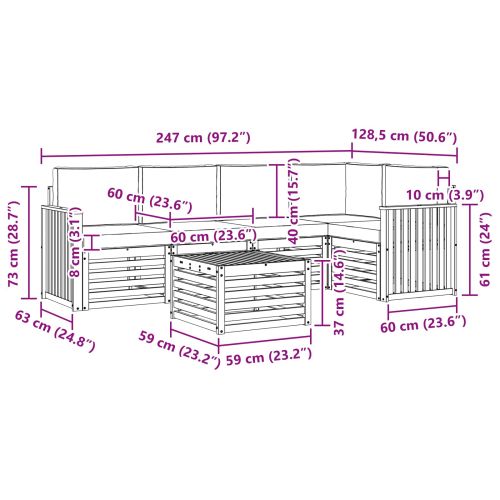 Комплект секционен диван 6 pcs Естествено и светло сиво