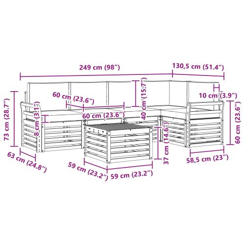 Комплект секционен диван с възглавница 6 pcs Натурален и Бежов