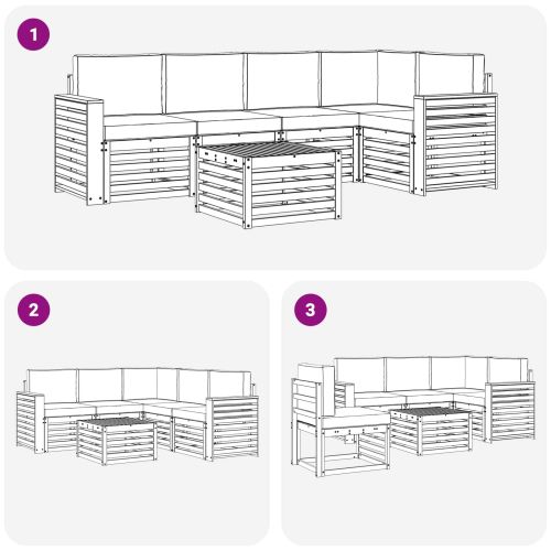 Комплект секционен диван 6 pcs Естествено и светло сиво