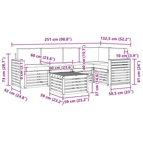 Комплект секционен диван 6 pcs Естествено и светло сиво