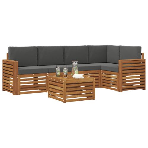 Комплект секционен диван 6 pcs Натурален и Антрацит