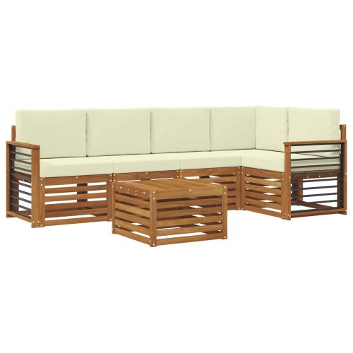 Комплекти дивани 6 pcs Натурален и Крема Солидно акациево дърво