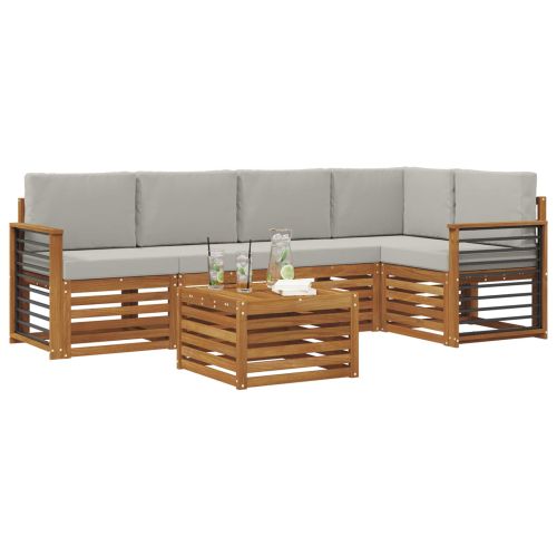 Комплект секционен диван 6 pcs Естествено и светло сиво