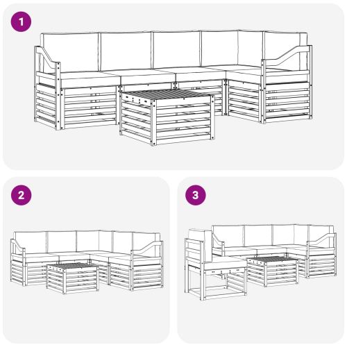 Комплект секционен диван с възглавница 6 pcs Натурален и Крема