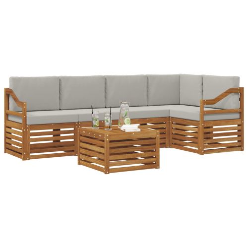 Комплект секционен диван 6 pcs Естествено и светло сиво