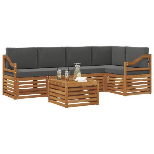 Комплект секционен диван 6 pcs Натурален и Антрацит