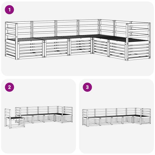 Комплект секционен диван 6 pcs Естествен Солидно акациево дърво