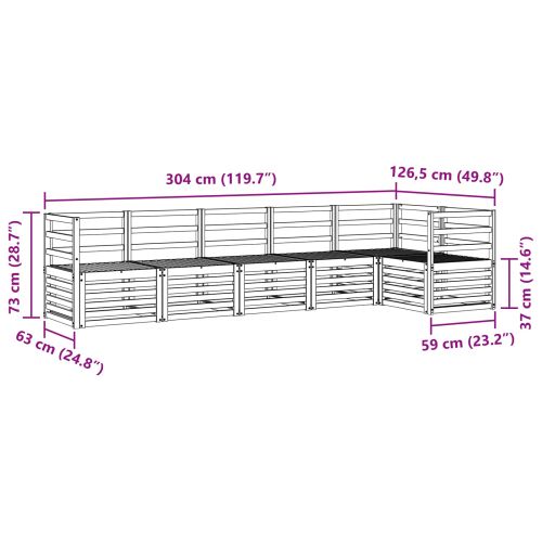 Комплект секционен диван 6 pcs Естествен Солидно акациево дърво