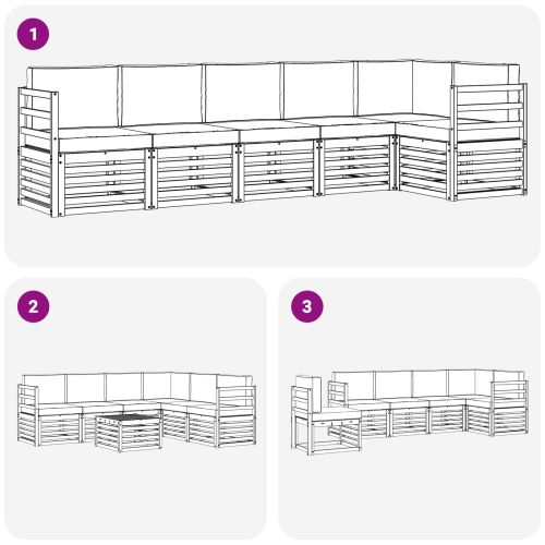 Комплект секционен диван с възглавница 6 pcs Натурален и Крема