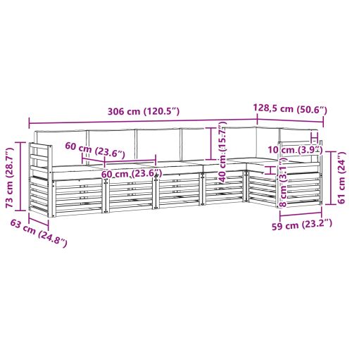 Комплект секционен диван 6 pcs Естествено и светло сиво