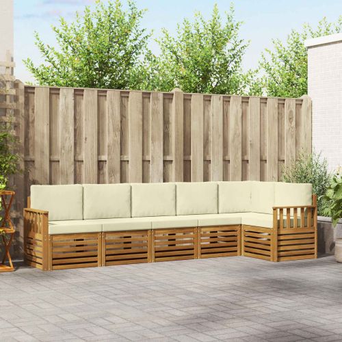 Комплекти дивани 6 pcs Натурален и Крема Солидно акациево дърво