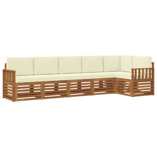 Комплекти дивани 6 pcs Натурален и Крема Солидно акациево дърво