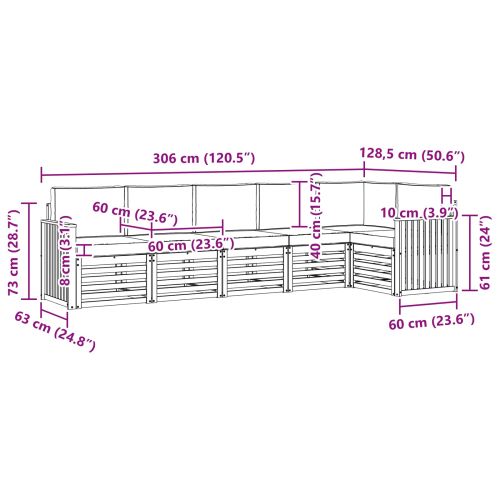 Комплект секционен диван 6 pcs Естествено и светло сиво