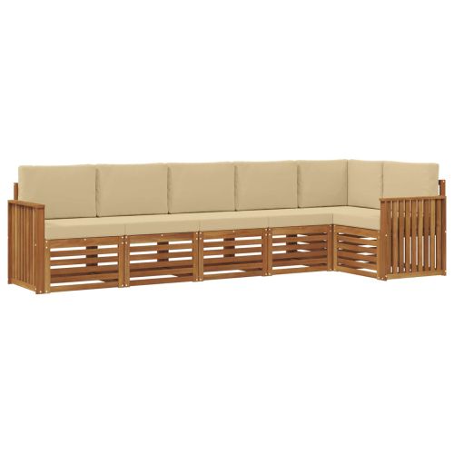 Комплекти дивани 6 pcs Натурален и Бежов Солидно акациево дърво