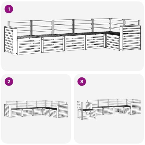 Комплекти дивани 6 pcs Естествен Солидно акациево дърво