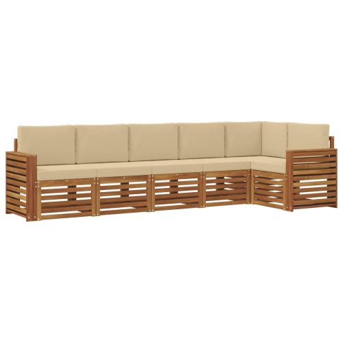 Комплекти дивани 6 pcs Натурален и Бежов Солидно акациево дърво