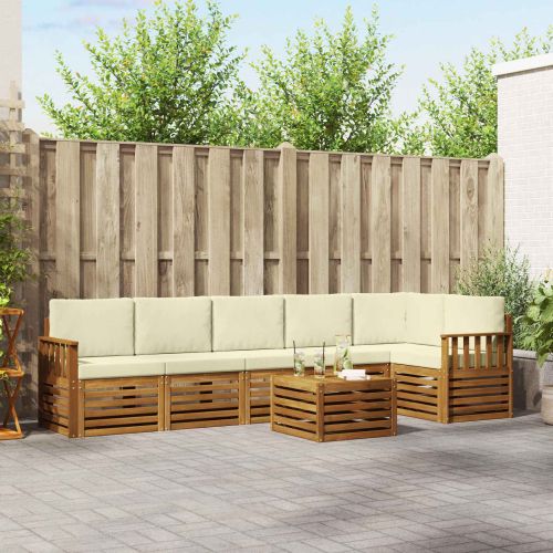 Комплекти дивани 7 pcs Натурален и Крема Солидно акациево дърво