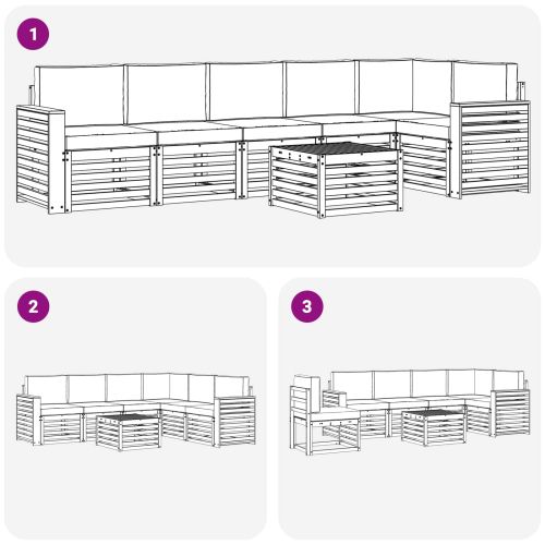 Комплекти дивани 7 pcs Натурален и Бежов Солидно акациево дърво