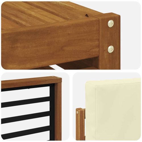 Комплекти дивани 7 pcs Натурален и Крема Солидно акациево дърво