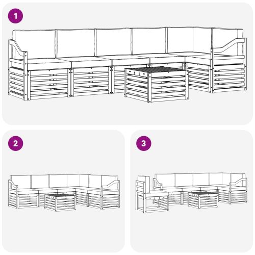 Комплекти дивани 7 pcs Натурален и Бежов Солидно акациево дърво