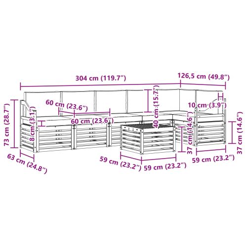 Комплекти дивани 7 pcs Натурален и Бежов Солидно акациево дърво