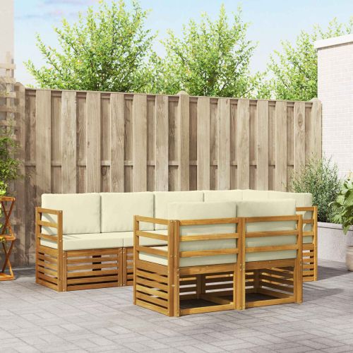 Комплекти дивани 7 pcs Натурален и Крема Солидно акациево дърво