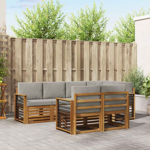 Комплекти дивани с възглавница 7 pcs Естествено и светло сиво