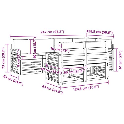 Комплекти дивани с възглавница 7 pcs Естествено и светло сиво
