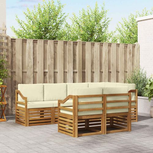 Комплекти дивани 7 pcs Натурален и Крема Солидно акациево дърво