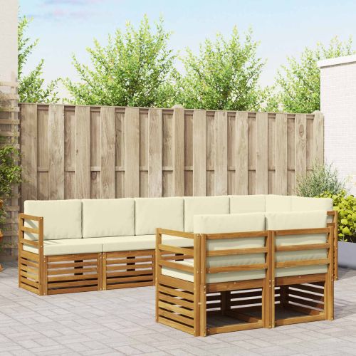 Комплекти дивани 8 pcs Натурален и Крема Солидно акациево дърво