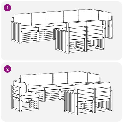 Комплекти дивани с възглавница 8 pcs Естествено и светло сиво