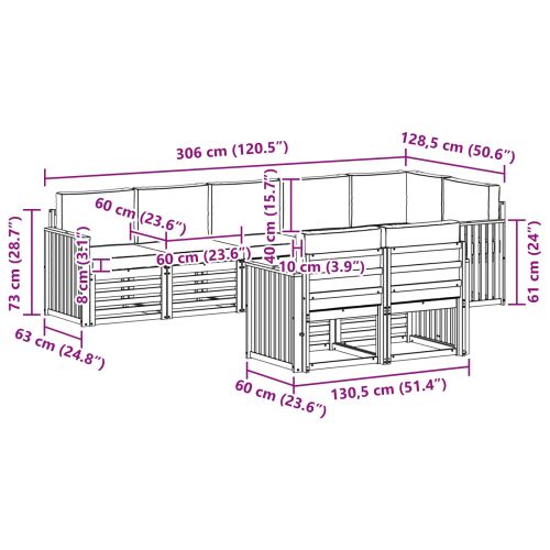 Комплекти дивани с възглавница 8 pcs Естествено и светло сиво