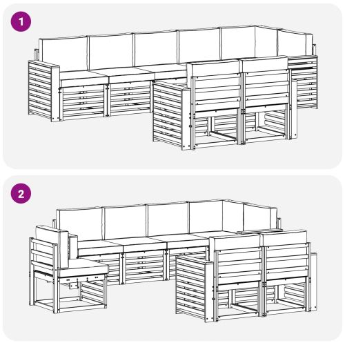 Комплекти дивани 8 pcs Натурален и Бежов Солидно акациево дърво