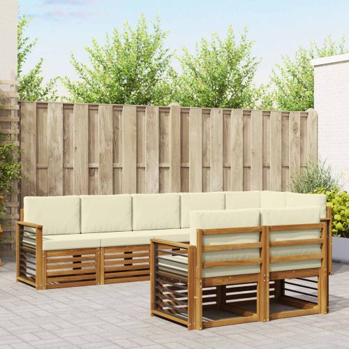 Комплекти дивани 8 pcs Натурален и Крема Солидно акациево дърво