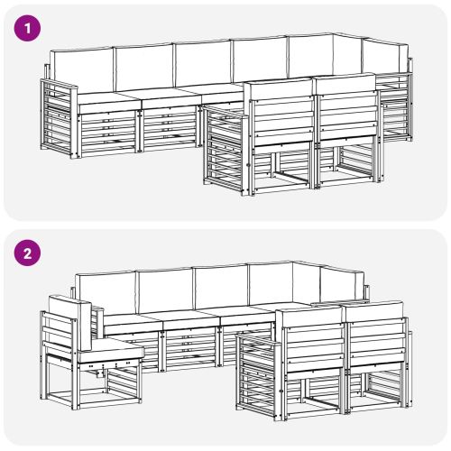Комплекти дивани 8 pcs Натурален и Бежов Солидно акациево дърво