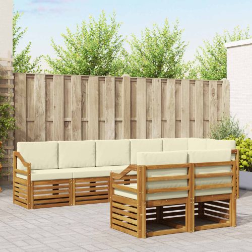 Комплекти дивани 8 pcs Натурален и Крема Солидно акациево дърво