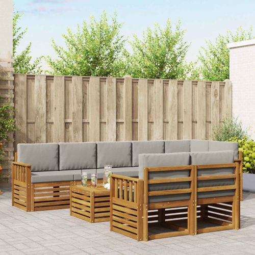 Комплекти дивани с възглавница 9 pcs Естествено и светло сиво